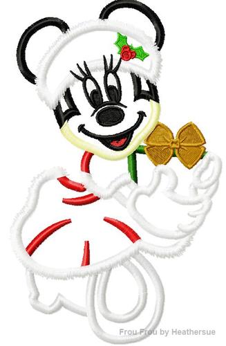 Full Body Christmas Miss Mouse Machine Embroidery Applique Designs Multiple Sizes- including 4 inch