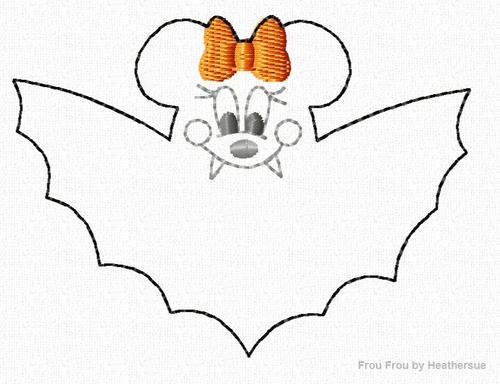 Clippie Bat Miss Mouse Machine Embroidery In The Hoop Project 1.5, 2, and 3 inch