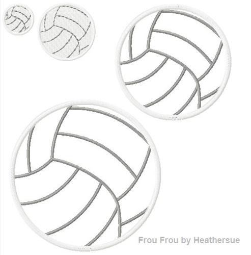 Volleyball Machine Applique Embroidery Designs, multiple sizes including 1, 2, 4, 5, and 6 inchand 6 inchch