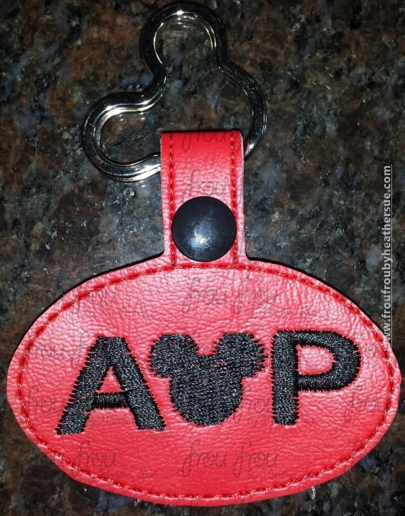 AP Mister Mouse head Theme Park  Key Fob, both short and long tab, velcro or snaps, THREE SIZES in the hoop Machine Applique Embroidery Design- 4&quot;, 7&quot;, and 10&quot;
