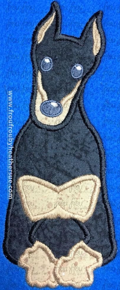 Doberman Pinscher Puppy Dog Machine Applique Embroidery Design, Multiple Sizes, including 4 inch