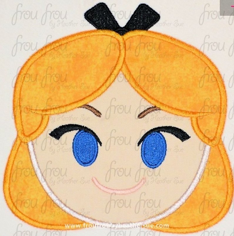 Alyce Emoji machine embroidery design, multiple sizes including 2&quot;-16&quot;