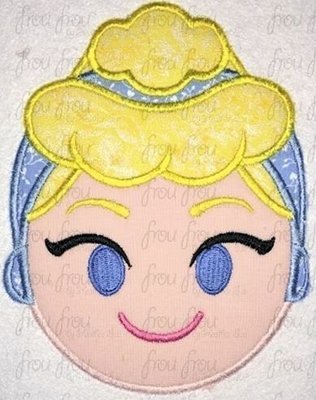 Cindy Princess Emoji machine embroidery design, multiple sizes including 2"-16"