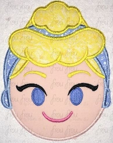 Cindy Princess Emoji machine embroidery design, multiple sizes including 2&quot;-16&quot;
