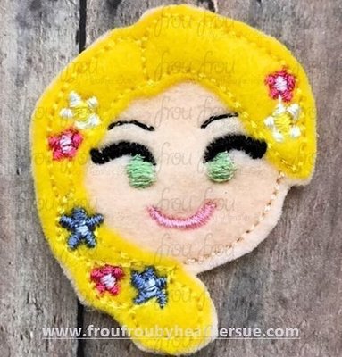 Clippie Punzel Princess Emoji Machine Embroidery In The Hoop Project 1.5, 2, 3, and 4 inch