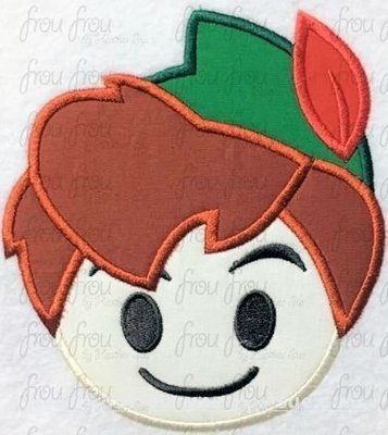 Pete Pan Emoji machine embroidery design, multiple sizes including 2"-16"