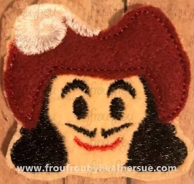 Clippie Captain No Hand Pete Pan Movie Emoji Machine Embroidery In The Hoop Project 1.5, 2, 3, and 4 inch