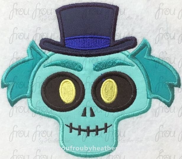 Haunted House Hat Box Ghost Emoji machine embroidery design, multiple sizes including 2&quot;-16&quot;