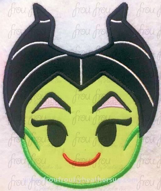 Magnificent Evil Queen Emoji machine applique embroidery design, multiple sizes including 2&quot;-16&quot;