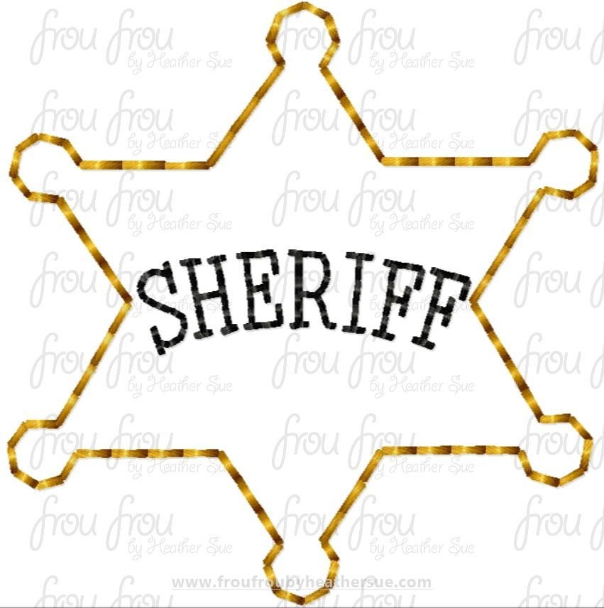 Clippies Sheriff Badge Machine Embroidery In The Hoop Project 1.5, 2, 3, and 4 inch