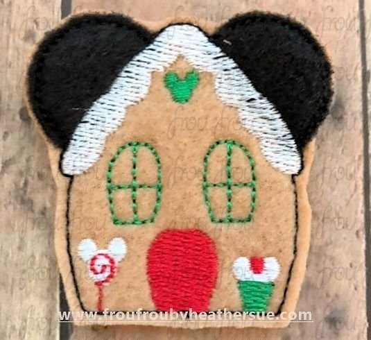 Clippie Gingerbread House Mister Mouse Machine Embroidery In The Hoop Project 1.5, 2, 3, and 4 inch