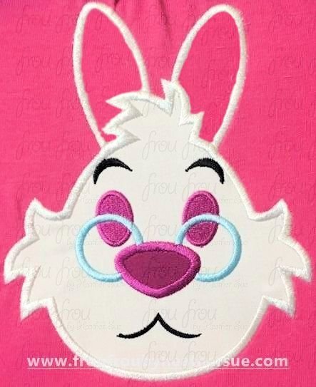 White Bunny Emoji machine embroidery design, multiple sizes including 2&quot;-16&quot;