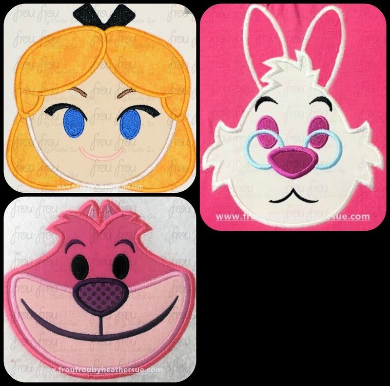 Alyce and friends Emoji THREE Design SET machine embroidery design, multiple sizes including 2&quot;-16&quot;