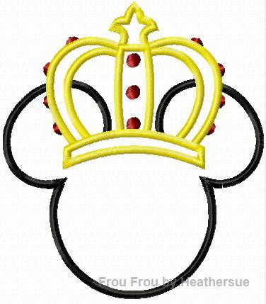 King Prince Crown Mister Mouse Head Machine Applique Embroidery Design, multiple sizes, including 4 inch