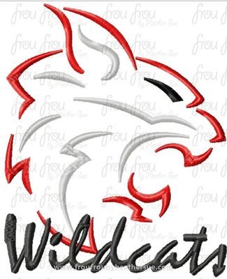 Wildcats Mascot Sketch TWO VERSIONS, with and without wording, Machine Embroidery Design, Multiple sizes 2