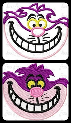 Grinning Cat Just Head Alyce Machine Applique Embroidery Designs, multiple sizes 2