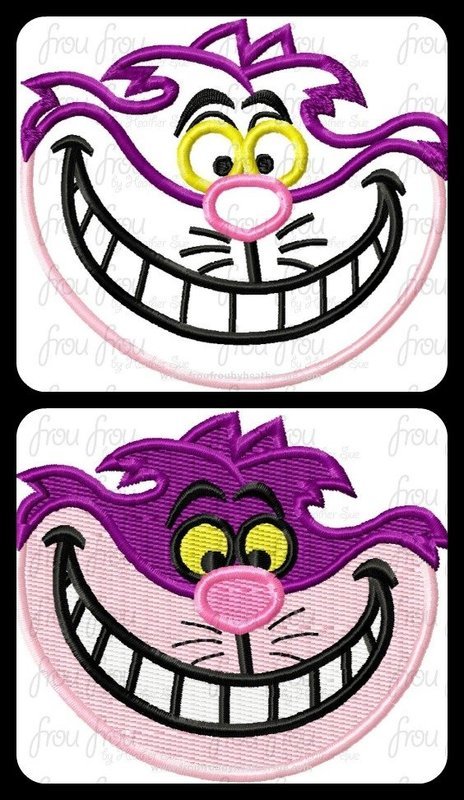 Grinning Cat Just Head Alyce Machine Applique Embroidery Designs, multiple sizes 2&quot;-16&quot;