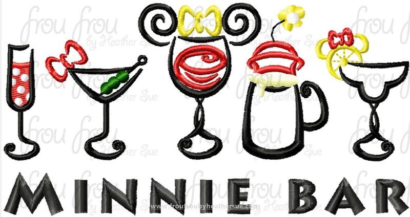 Mini Mouse Bar Sketch Miss Mouse Machine Embroidery Design, multiple sizes 4"-16"