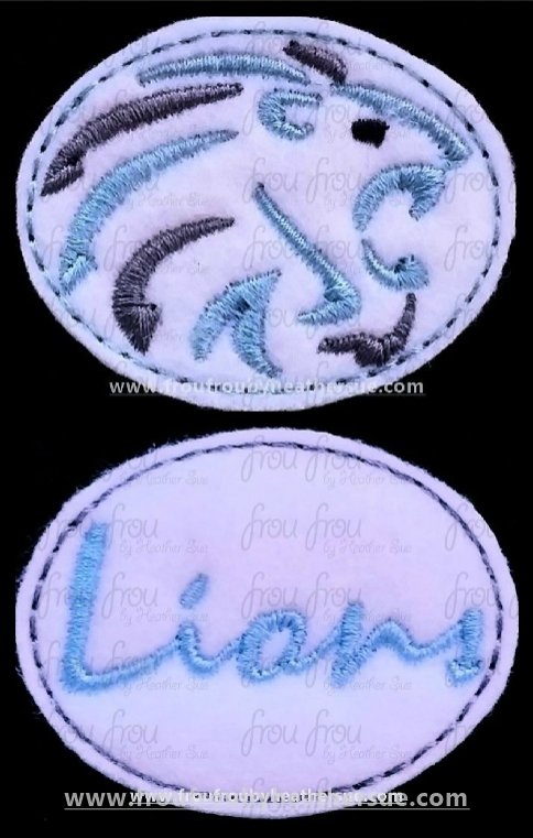 Clippie Lions Sketch and wording TWO Design SET Mascot Machine Embroidery In The Hoop Project  1.5, 2, 3, and 4 inch