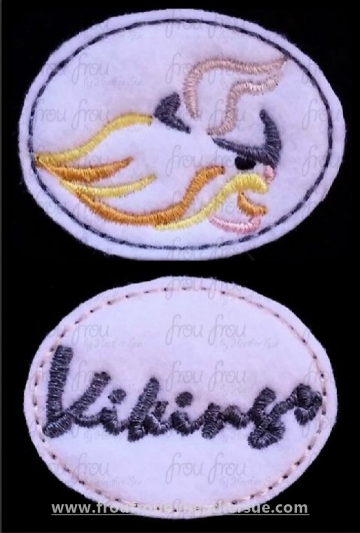 Clippie Vikings Sketch and cursive wording TWO Design SET Mascot Machine Embroidery In The Hoop Project  1.5, 2, 3, and 4 inch