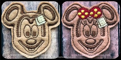 Clippie Waffle Mister and Miss Mouse TWO Design SET Machine Embroidery In The Hoop Project 2, 2.5, 3, and 4 inch