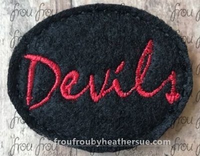 Clippie Devils cursive wording Mascot Machine Embroidery In The Hoop Project 1.5, 2, 3, and 4 inch