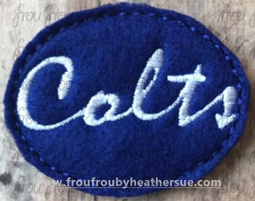 Clippie Colts cursive wording Mascot Machine Embroidery In The Hoop Project  1.5, 2, 3, and 4 inch