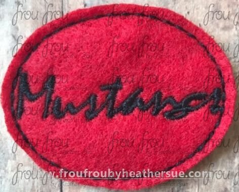 Clippie Mustangs Cursive Wording Mascot Machine Embroidery In The Hoop Project  1.5, 2, 3, and 4 inch