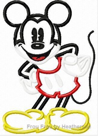 Vintage Mister Mouse Full Body Machine Applique Embroidery Design, Multiple Sizes, including 4 inch
