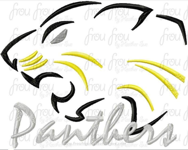 Panthers Mascot Sketch TWO VERSIONS, with and without wording, Machine Embroidery Design, Multiple sizes 2"-16"