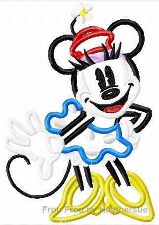 Vintage Miss Mouse Full Body Machine Applique Embroidery Design, Multiple Sizes, including 4 inch