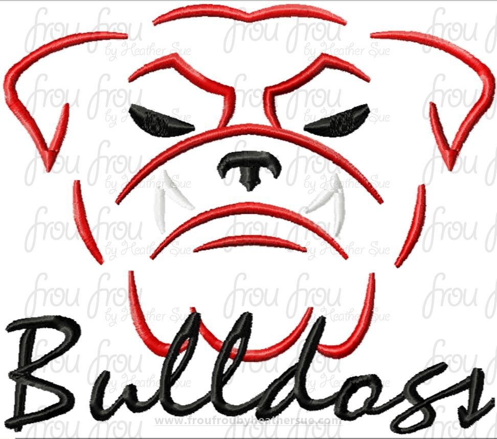 Bulldogs Mascot Sketch TWO VERSIONS, with and without wording, Machine Embroidery Design, Multiple sizes 2