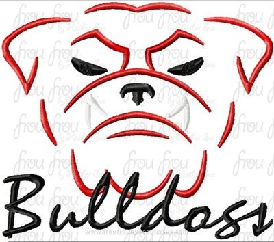 Bulldogs Mascot Sketch TWO VERSIONS, with and without wording, Machine Embroidery Design, Multiple sizes 2