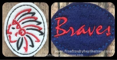 Clippie Braves Sketch and cursive wording TWO Design SET Mascot Machine Embroidery In The Hoop Project 1.5, 2, 3, and 4 inch