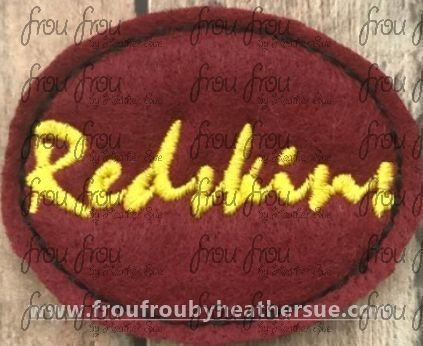 Clippie Redskins cursive wording Mascot Machine Embroidery In The Hoop Project  1.5, 2, 3, and 4 inch
