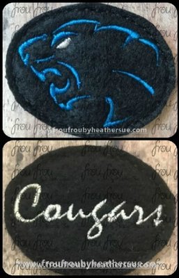 Clippie Cougars Sketch and cursive wording TWO Design SET Mascot Machine Embroidery In The Hoop Project 1.5, 2, 3, and 4 inch