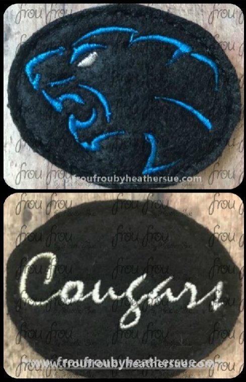 Clippie Cougars Sketch and cursive wording TWO Design SET Mascot Machine Embroidery In The Hoop Project  1.5, 2, 3, and 4 inch