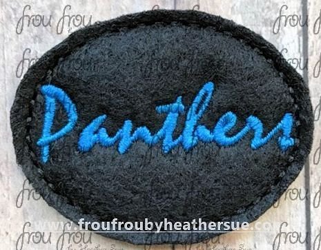 Clippie Panthers cursive wording Mascot Machine Embroidery In The Hoop Project 1.5, 2, 3, and 4 inch