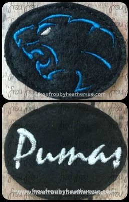 Clippie Pumas Sketch and cursive wording TWO Design SET Mascot Machine Embroidery In The Hoop Project 1.5, 2, 3, and 4 inch