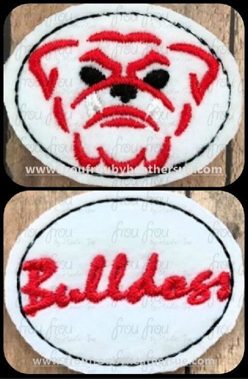 Clippie Bulldogs Sketch and cursive wording TWO Design SET Mascot Machine Embroidery In The Hoop Project  1.5, 2, 3, and 4 inch