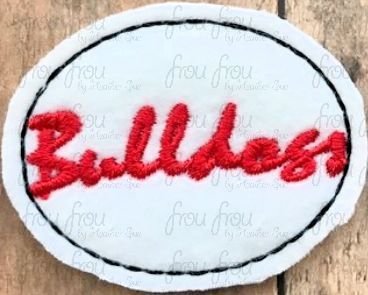 Clippie Bulldogs cursive wording Mascot Machine Embroidery In The Hoop Project  1.5, 2, 3, and 4 inch