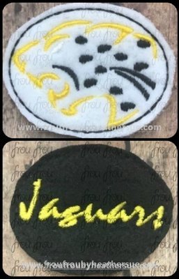 Clippie Jaguars Sketch and cursive wording TWO Design SET Mascot Machine Embroidery In The Hoop Project 1.5, 2, 3, and 4 inch