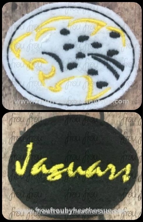 Clippie Jaguars Sketch and cursive wording TWO Design SET Mascot Machine Embroidery In The Hoop Project  1.5, 2, 3, and 4 inch