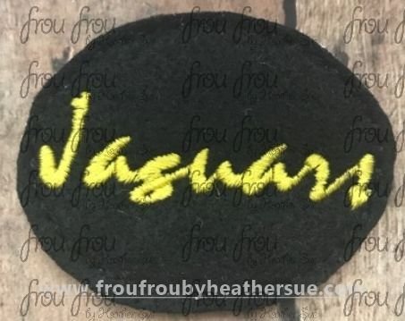 Clippie Jaguars cursive wording Mascot Machine Embroidery In The Hoop Project  1.5, 2, 3, and 4 inch
