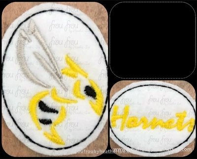 Clippie Hornets Sketch and cursive wording TWO Design SET Mascot Machine Embroidery In The Hoop Project 1.5, 2, 3, and 4 inch