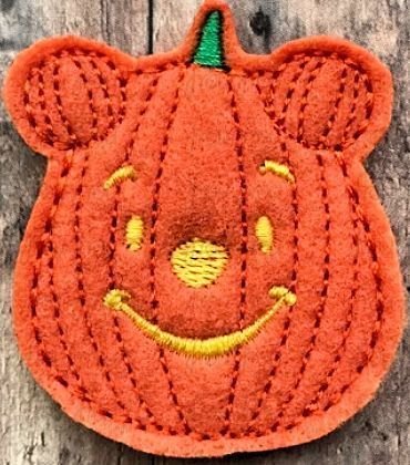 Clippie P0oh Bear Pumpkin Jack O Lantern Machine Embroidery In The Hoop Project  1.5, 2, 3, and 4 inch
