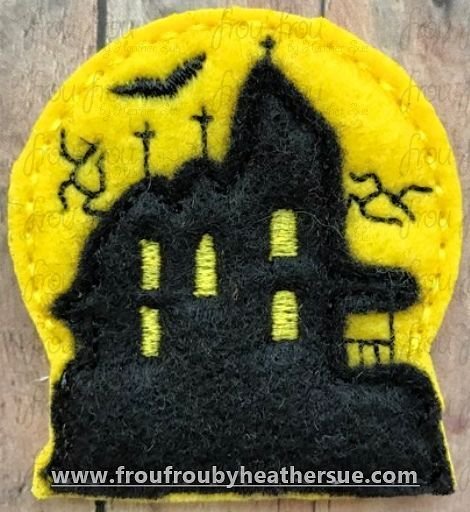 Clippie Haunted House Machine Embroidery In The Hoop Project  1.5, 2, 3, and 4 inch