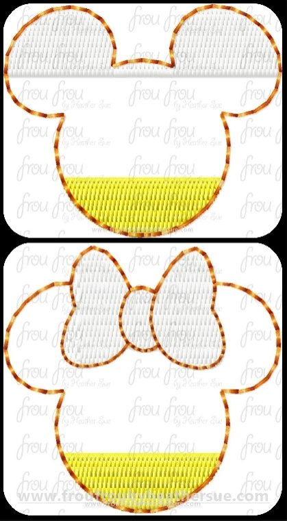 Clippie Candy Corn Mister and Miss Mouse Head TWO Design SET Machine Embroidery In The Hoop Project 1.5, 2, 3, and 4 inch