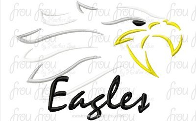 Eagles Mascot Sketch TWO VERSIONS, with and without wording, Machine Embroidery Design, Multiple sizes 2