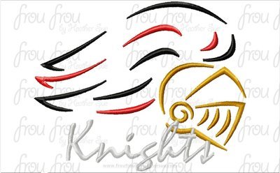 Knights Mascot Sketch TWO VERSIONS, with and without wording, Machine Embroidery Design, Multiple sizes 2